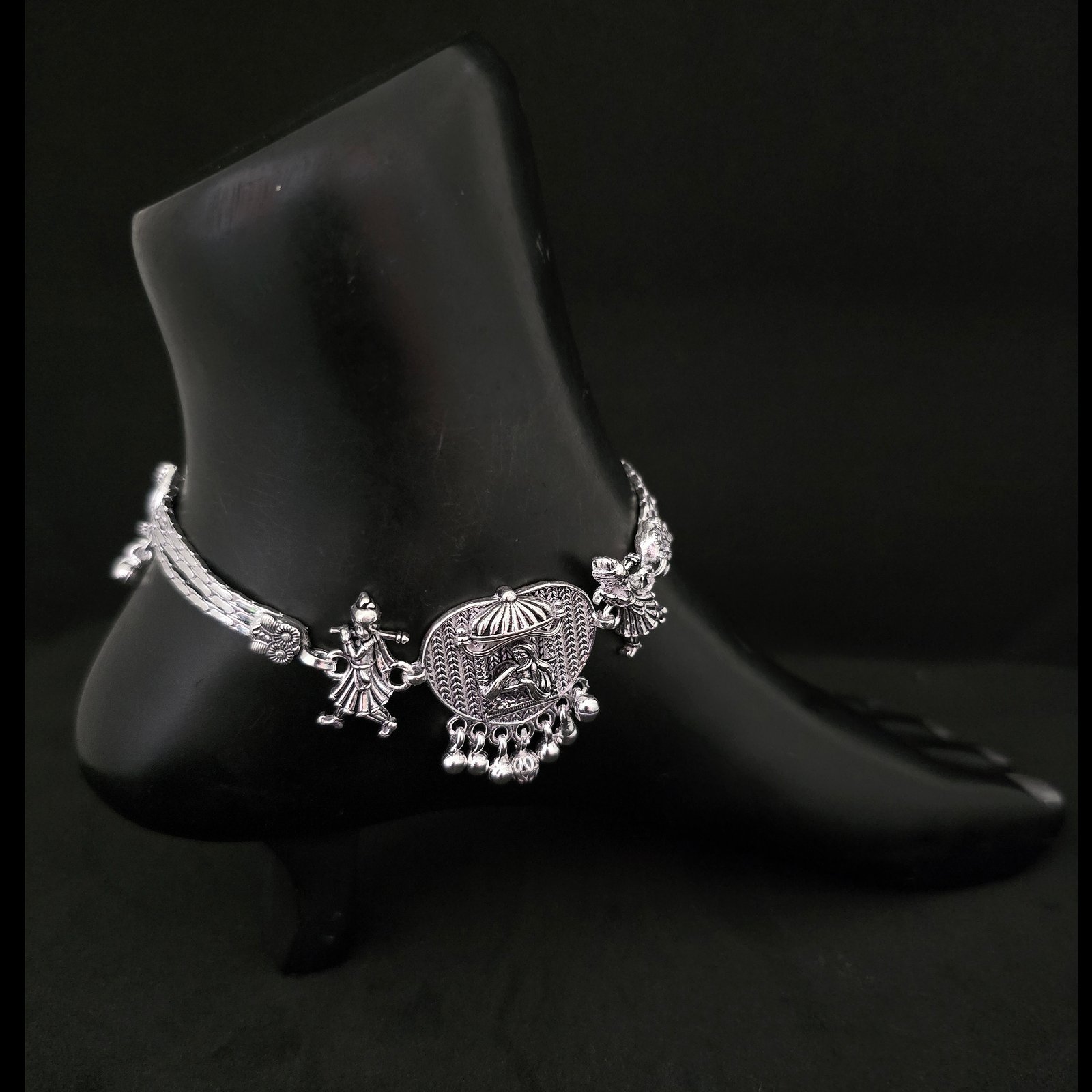 Doli Oxidized Bridal Payal In 999 Silver MGA - PLS4700
