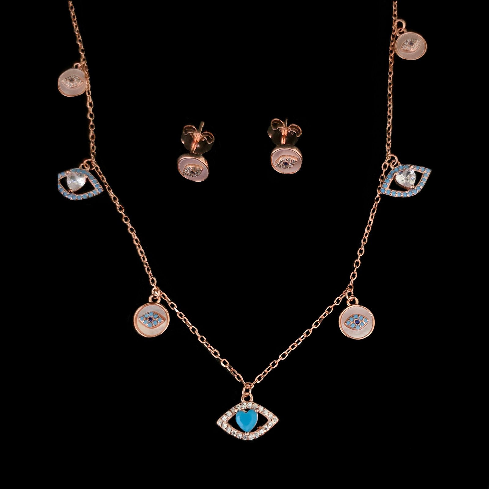Evil Eye Beautiful Rose Silver Tanmaniya In 925 Sterling Silver MGA - CHS2755