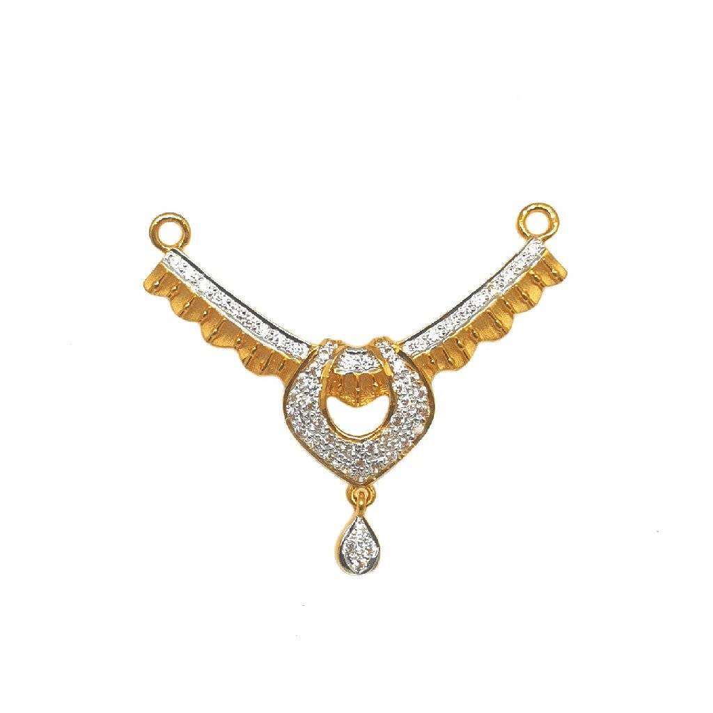 22K Gold Designer Cz Diamond Mangalsutra Pendant MGA - MPG0011