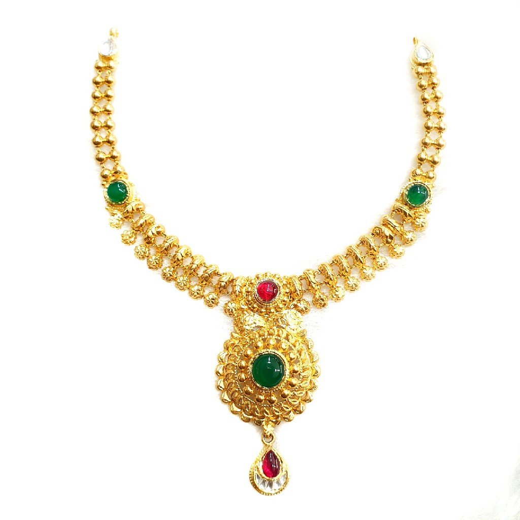 916 Gold Antique Necklace Set MGA - GN005