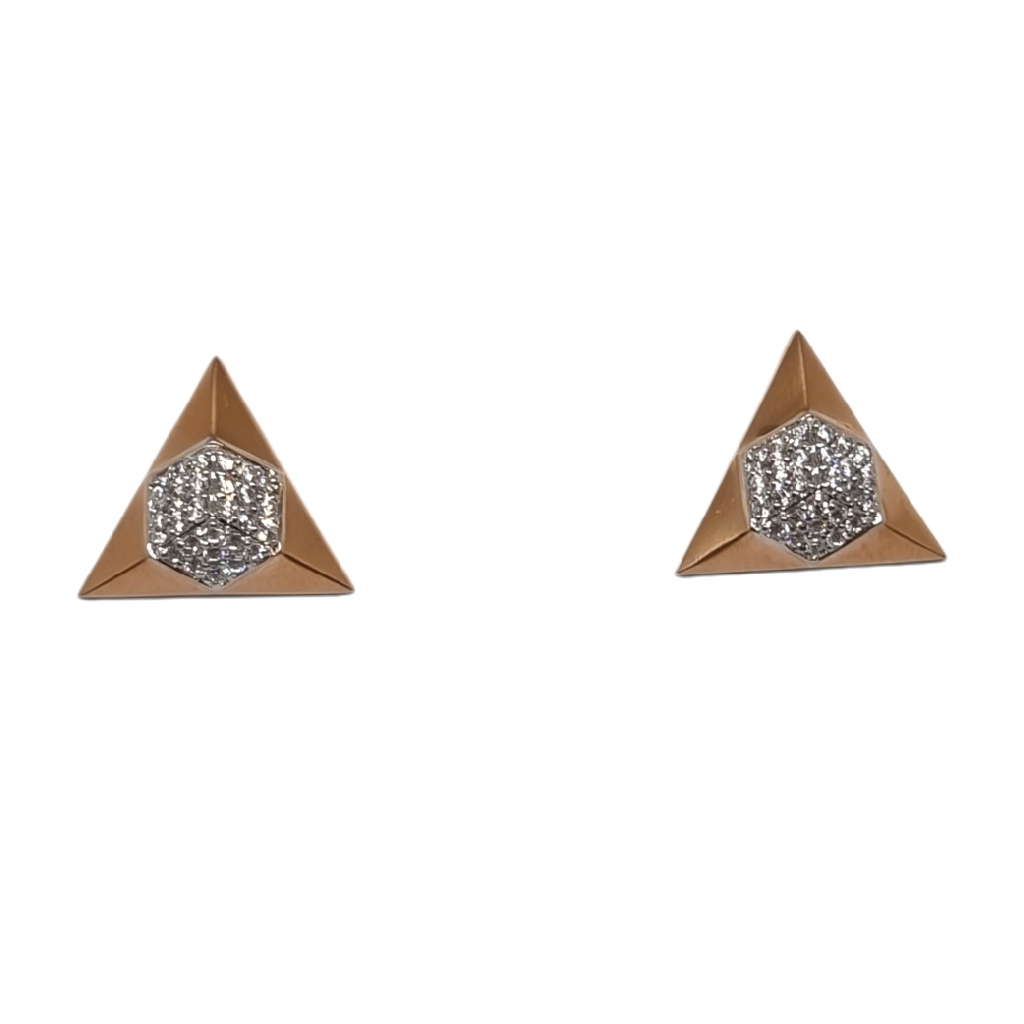 18K Rose Gold Triangle Shaped Fancy Earrings MGA - BTG0539