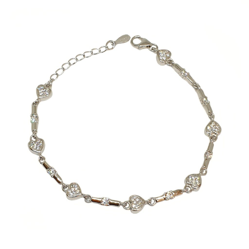 925 Sterling Silver Heart Shape Designer Bracelet MGA - BRS1764