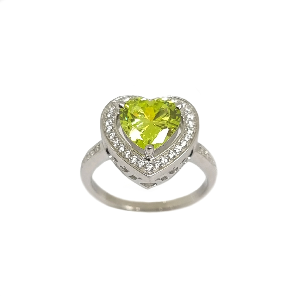 925 Sterling Silver Bright Yellow Diamond Heart Ring MGA - LRS4789