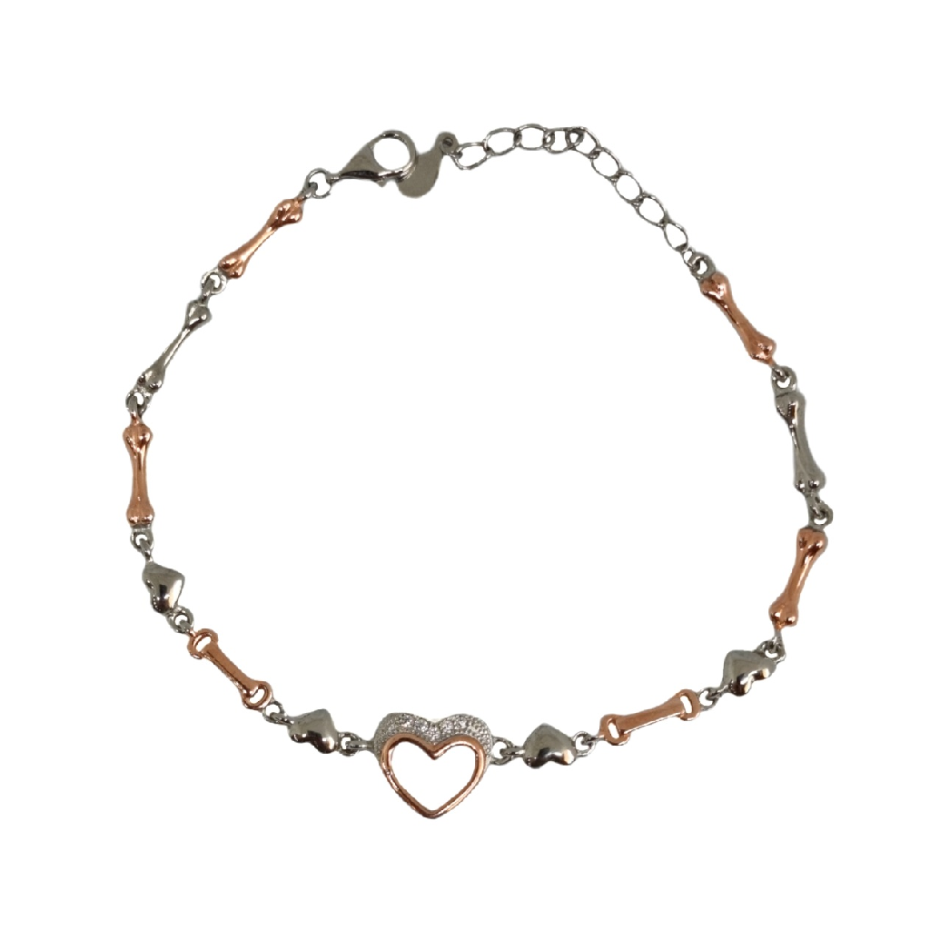 925 Sterling Silver Heart Shape Bracelet MGA - BRS2016