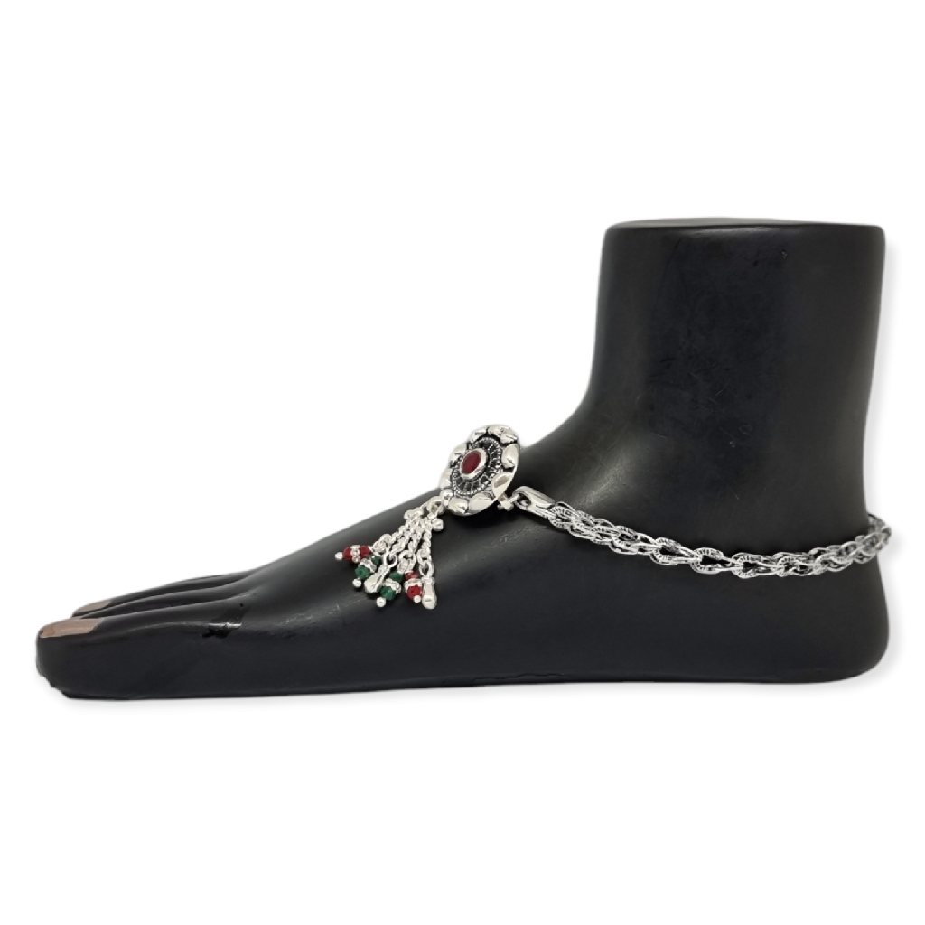 Silver oxidised designer payal mga - pls0256