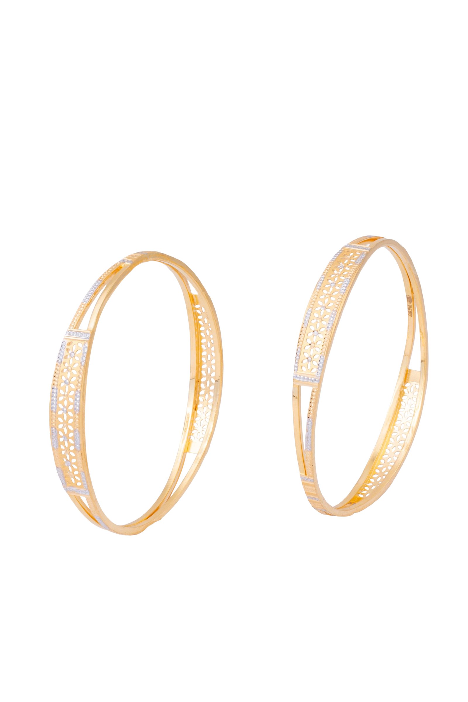 Unique Flower Design Bangles In 22K Gold MGA- KD916/1