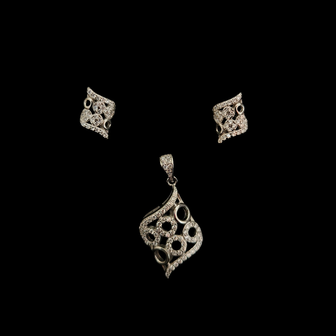 Fancy Designer Pendant Set With Diamonds In 925 Sterling Silver MGA-PS925/2970