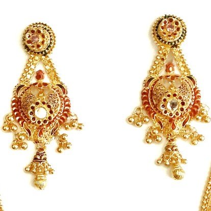 22k Gold Designer Long Necklace Set MGA - GLS020