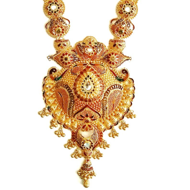 22k Gold Designer Long Necklace Set MGA - GLS020