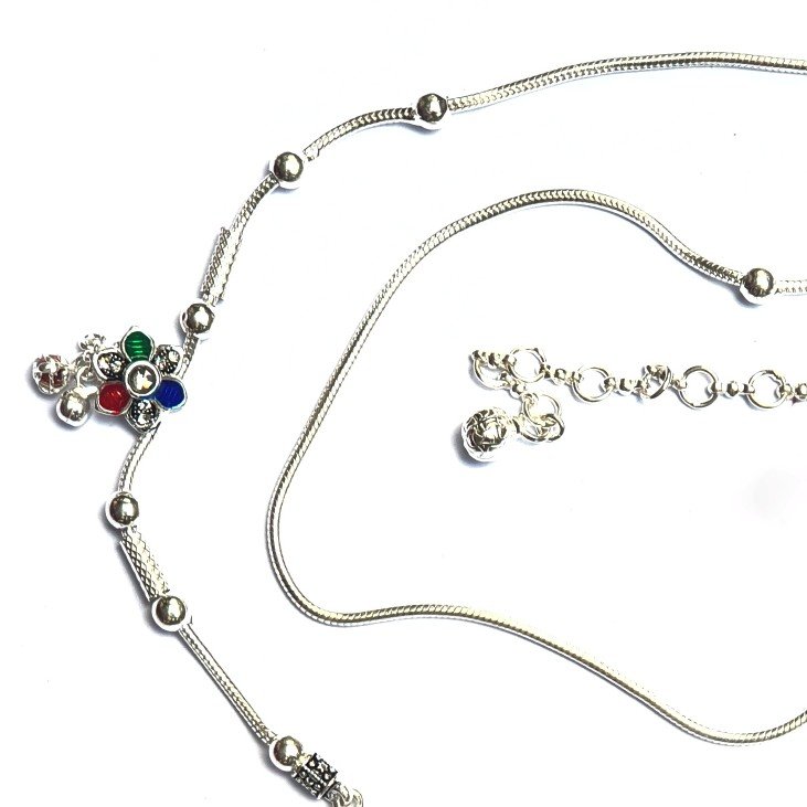 Oxidized peacock silver kandora mga - kns0013