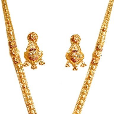 22k Gold Kalkatti Rajwadi Necklace With Earrings MGA - GLS081