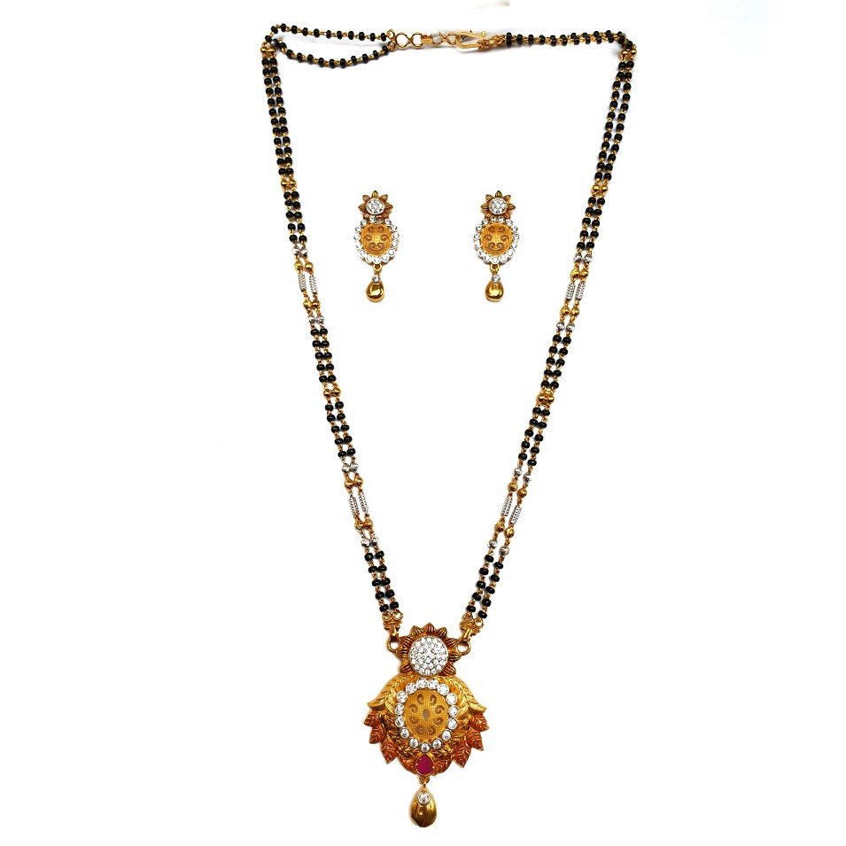 1 gram gold forming fancy mangalsutra mga - mse0113