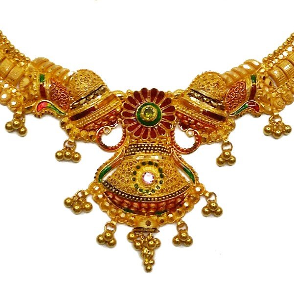 22K Gold Kalkutti Half Necklace Set MGA - GN0045