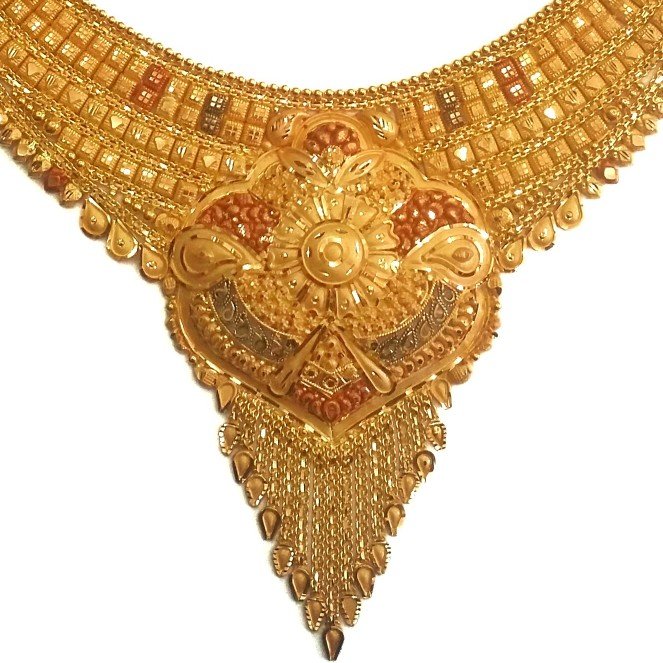 22k gold kulkatti half necklace set mga - gn0036