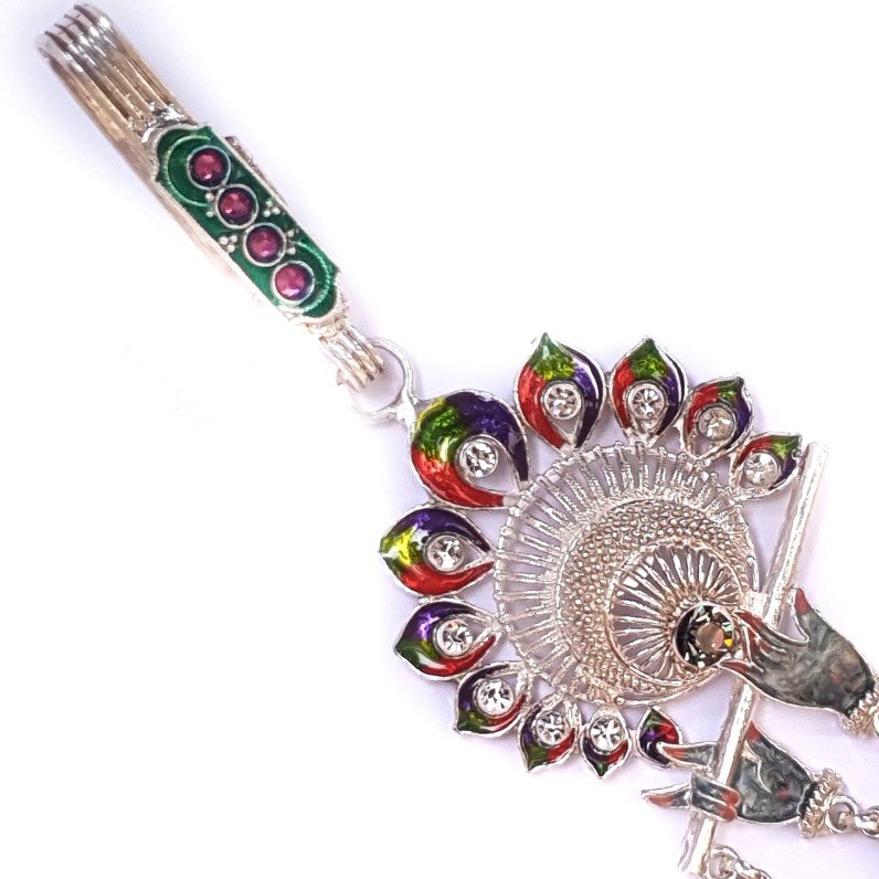 Krishna bansuri with meenakari morpinch silver juda mga - jus0014