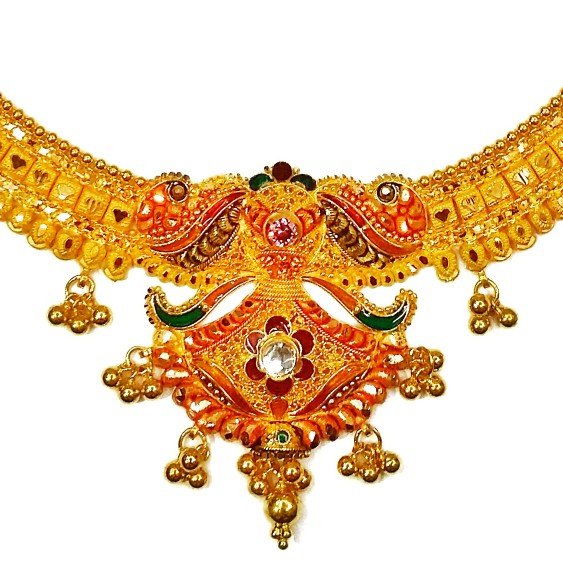 22k gold kulkatti half necklace set mga - gn0039