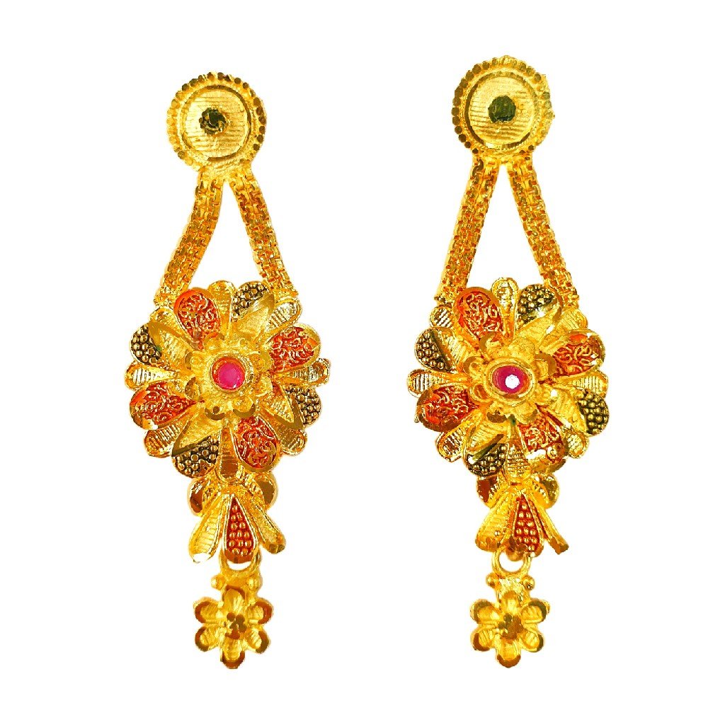 One Gram Gold Forming Round Shaped Desiger Long Necklace Set MGA - HRE0004