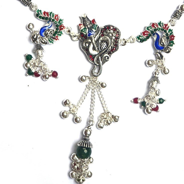 Oxidized peacock silver kandora mga - kns0013