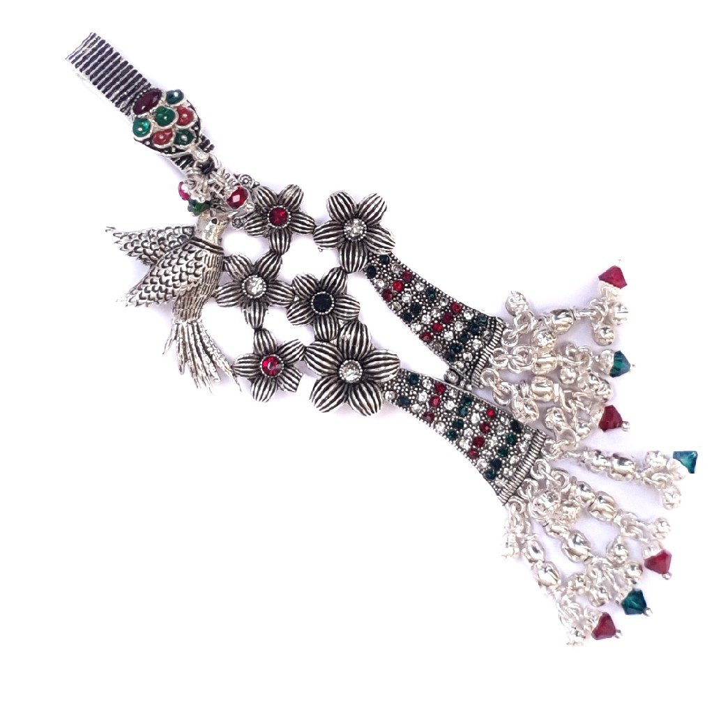 Oxidised bird flower pot shape silver juda mga - jus0046