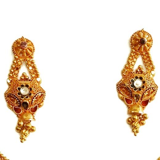 22k gold calcutti half necklace set mga - gn0047