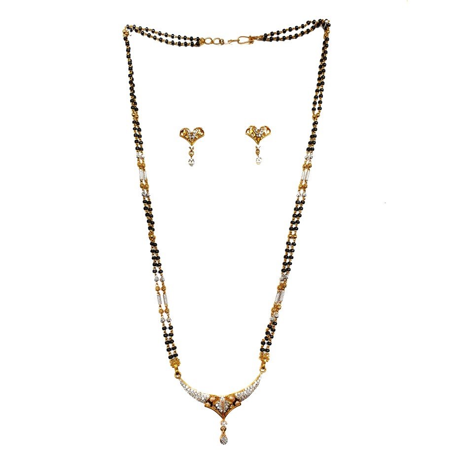 One gram gold forming cz diamond mangalsutra mga - mse0096
