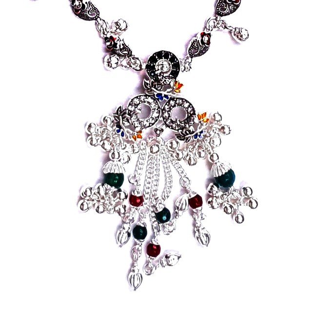 Belly chain three diamond ring silver kandora mga - kns0012