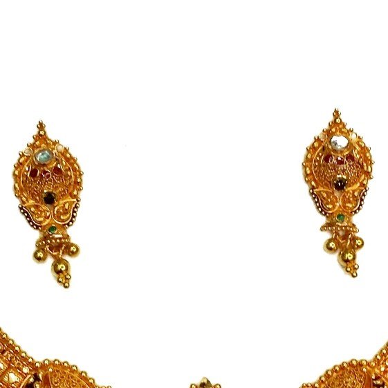 22k gold calcutti half necklace set mga - gn0046