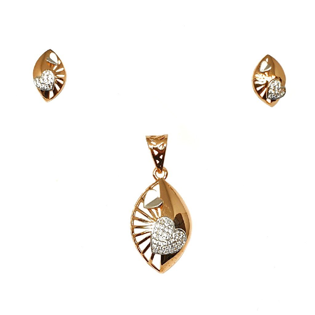 18K Rose Gold Heart Shaped Pendant Set MGA - PTG0128