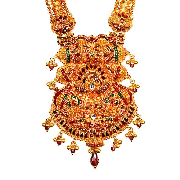 22kt Gold Rajwadi Meenakari Necklace Set MGA - GLS040