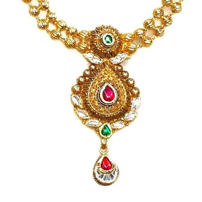 22k Gold Antique Half Necklace MGA - GN082