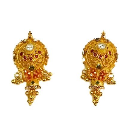 22k gold calcutti half necklace set mga - gn0048