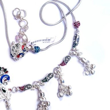 Designer peacock silver kamar bandh mga - kns0004