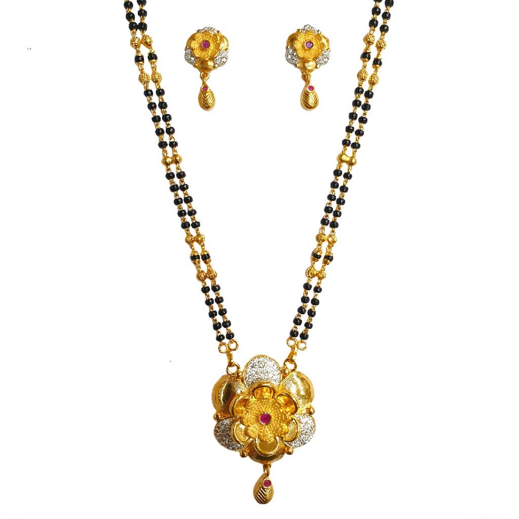 1 Gram Gold Forming Flower Shaped Mangalsutra MGA - MSE0450