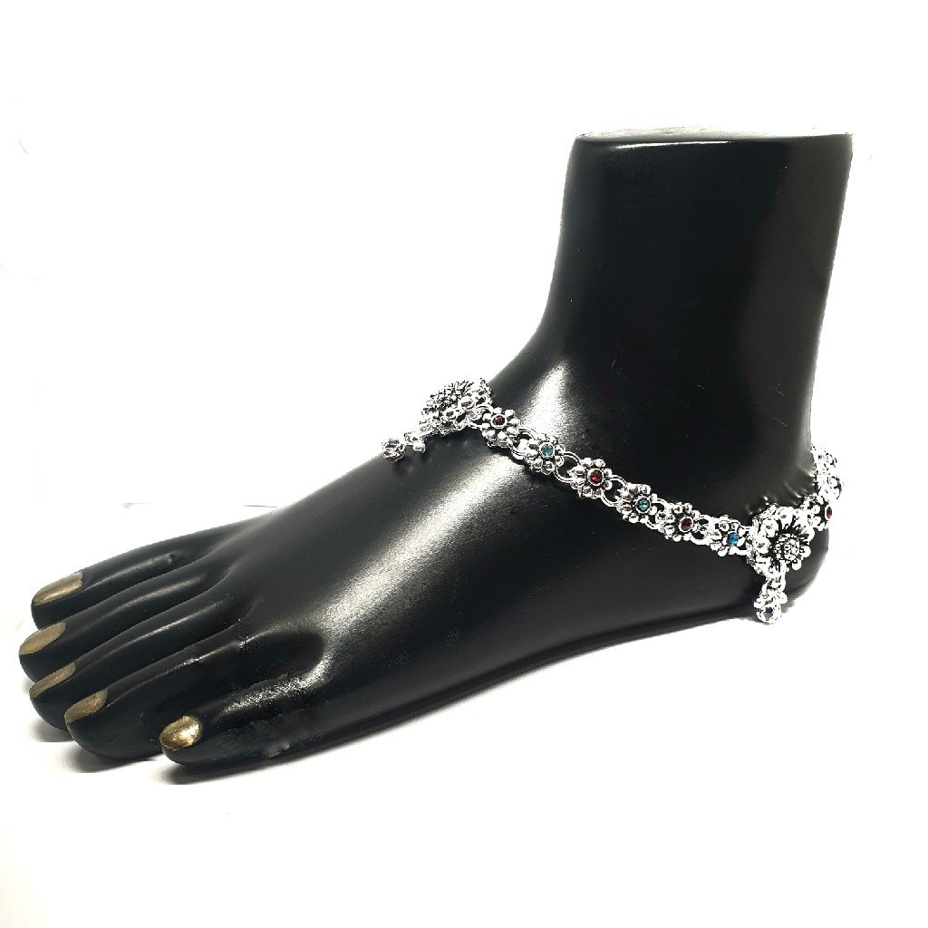 Multipal Flower Shaped Bridal Silver Anklet Payal MGA - PLS0242