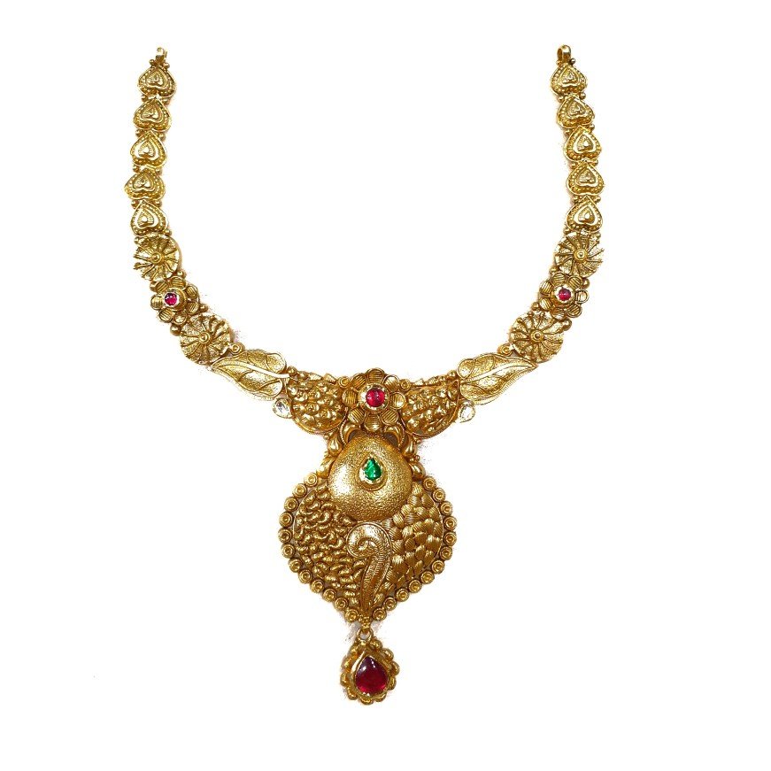 916 gold antique necklace set mga -...