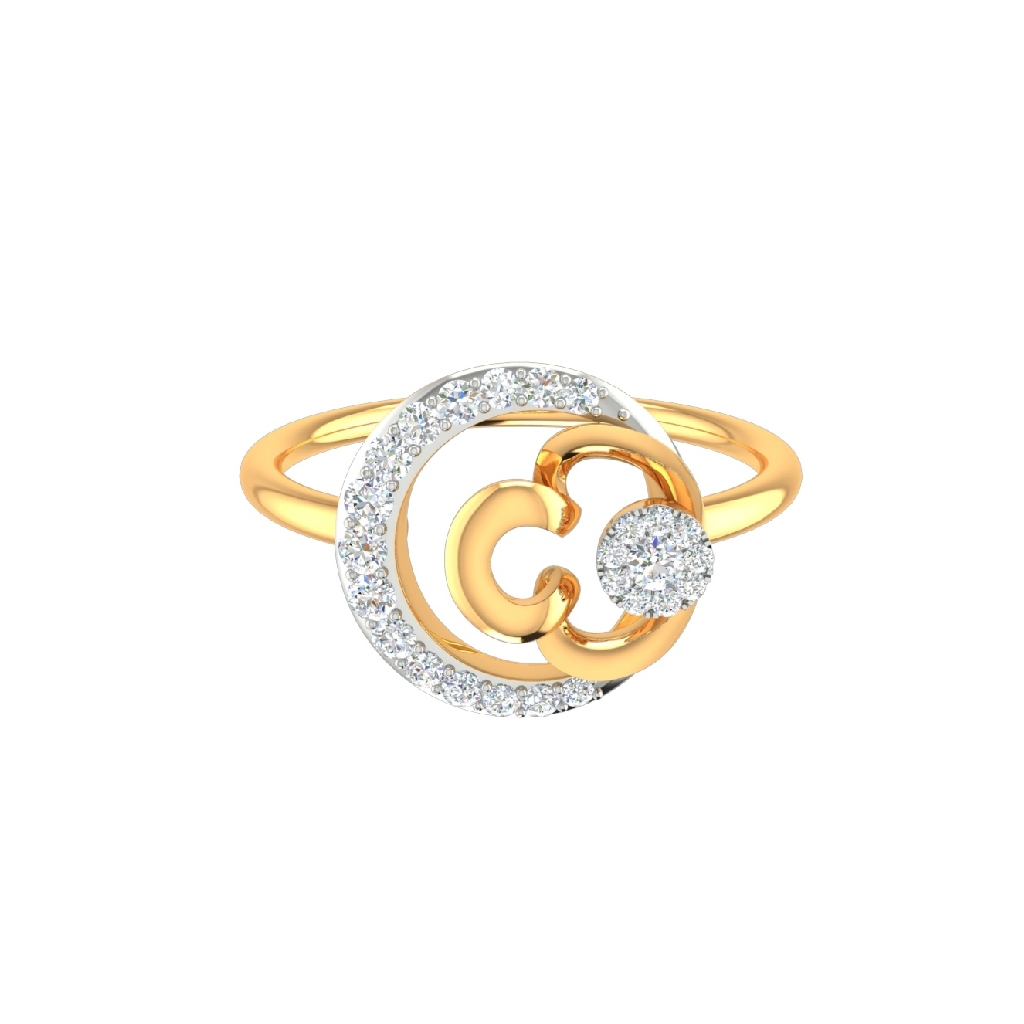 18K Gold Real Diamond Round Designe...