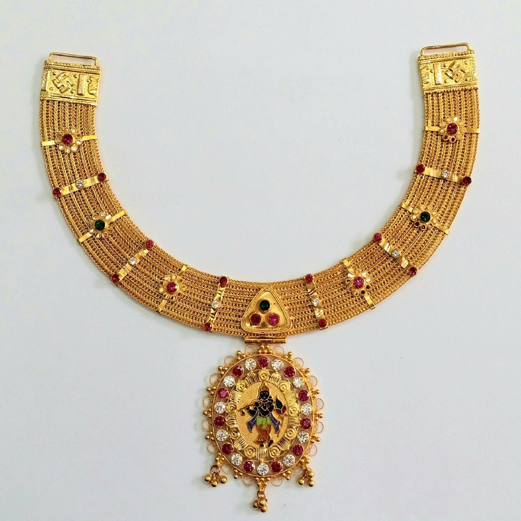 916 Gold Kalkati Necklace Set MGA -...