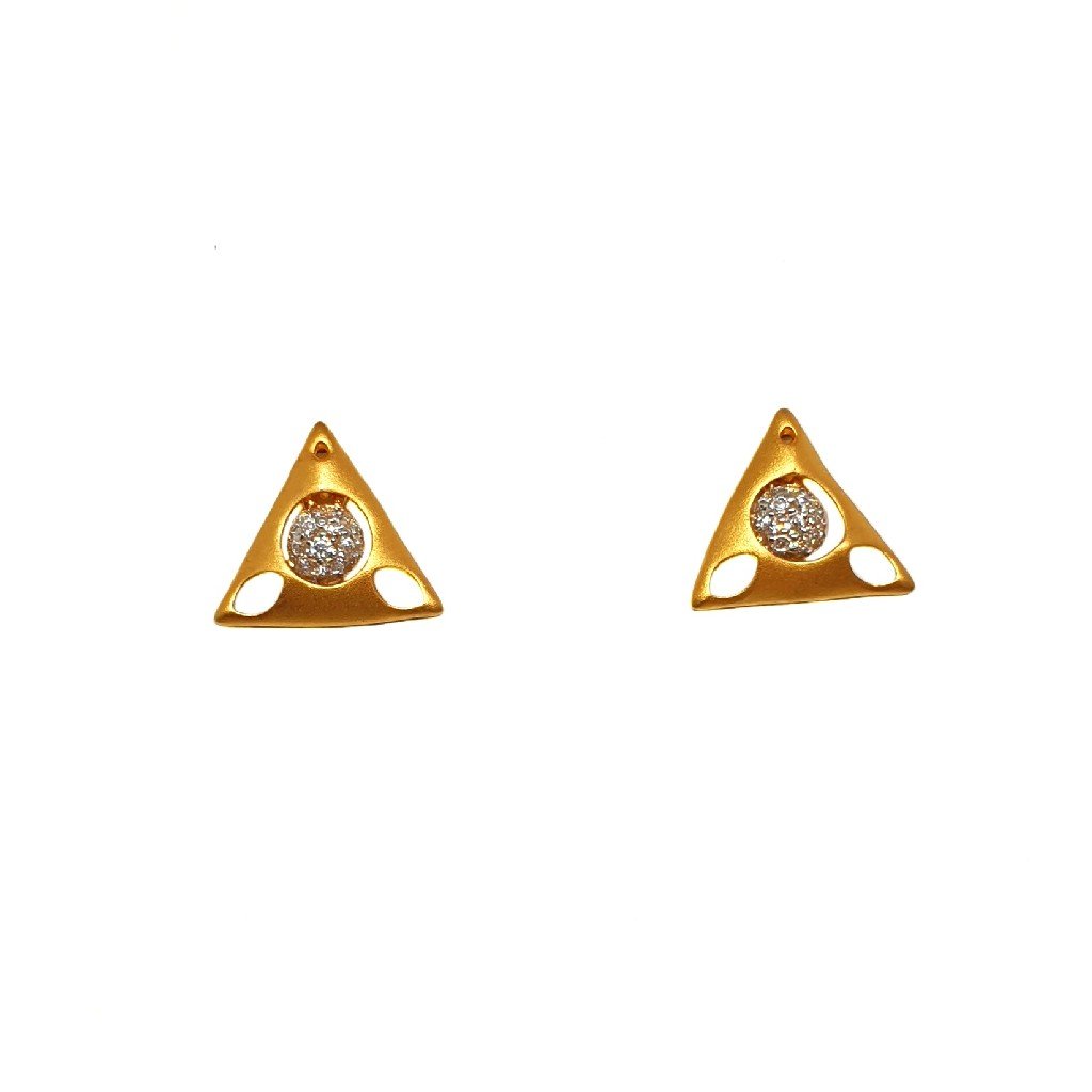 22K Gold Triangle Shape Modern Earr...