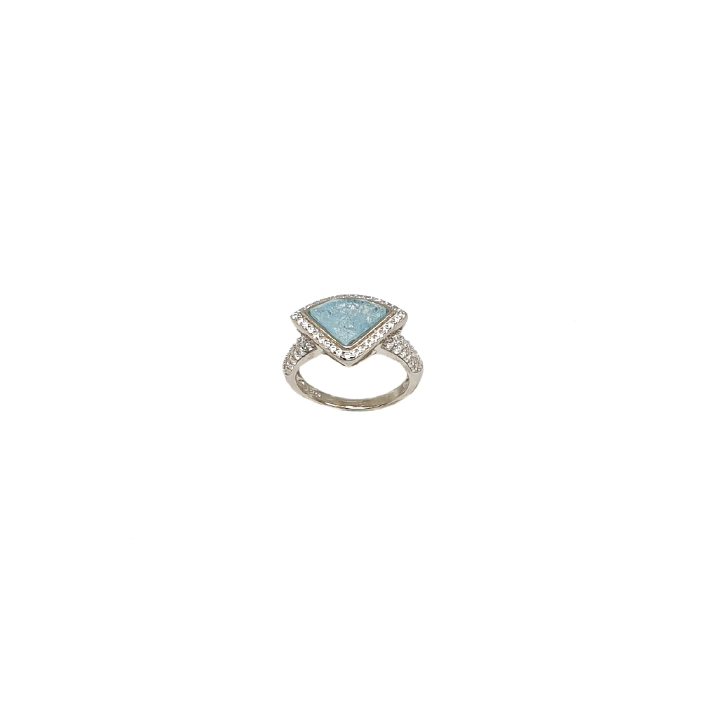 Blue Stone Diamond Ring In 925 Ster...