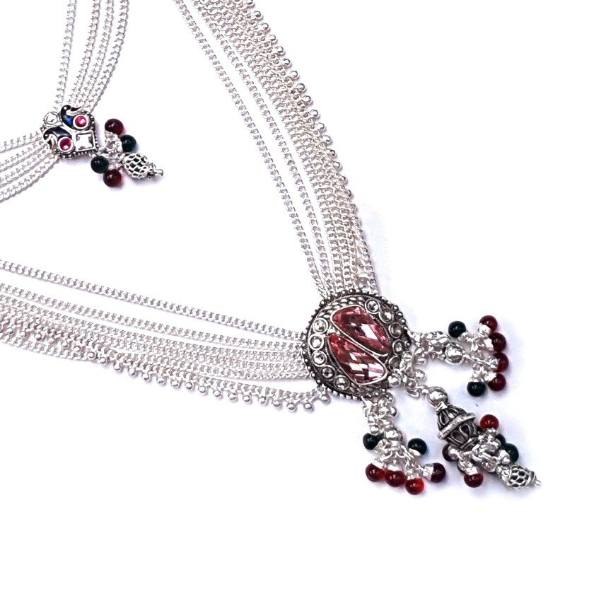 Pink and blue round shape silver kandora mga - jus0034