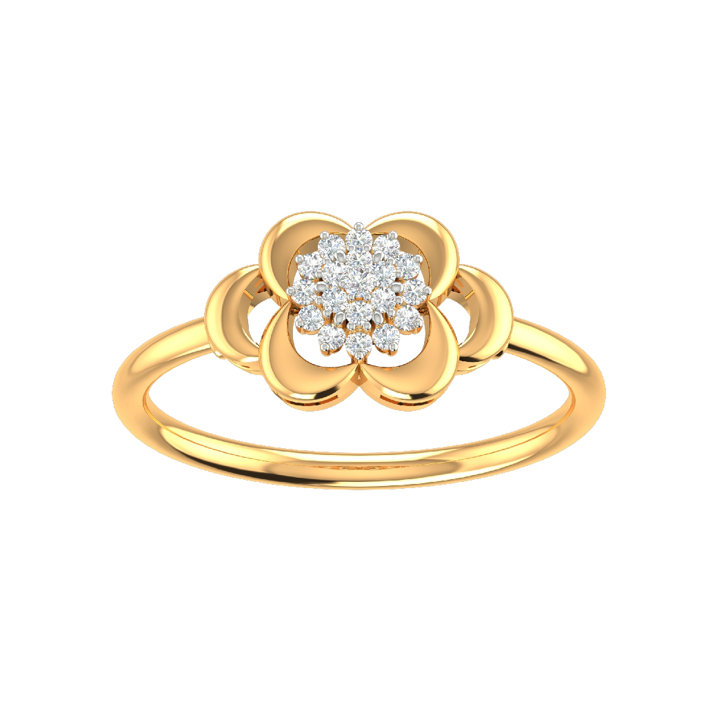 18K Gold Real Diamond Modern Ring M...