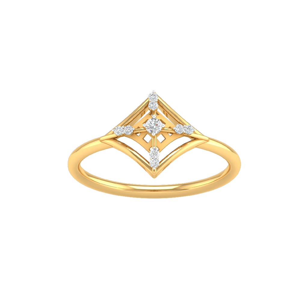 18K Gold Real Diamond Modern Ring M...