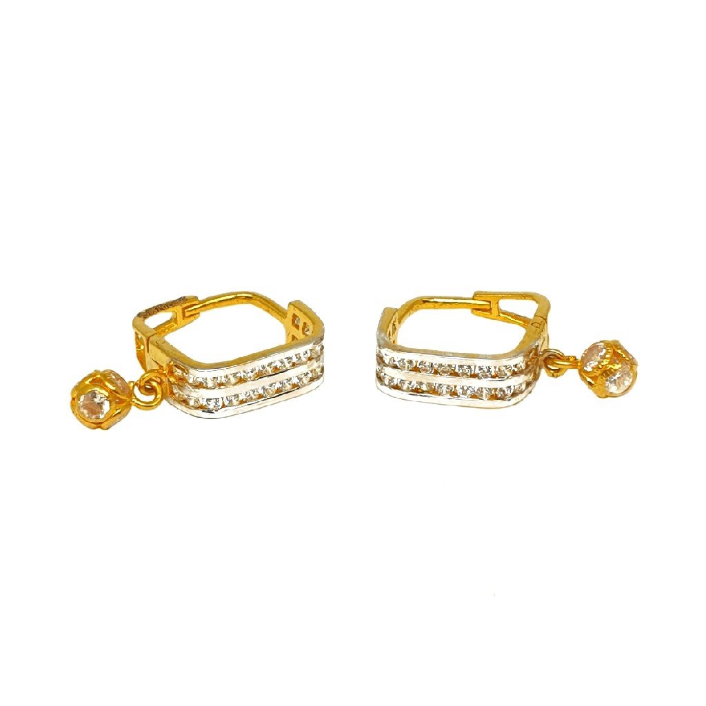 18K Gold  Square Shaped Modern Earr...