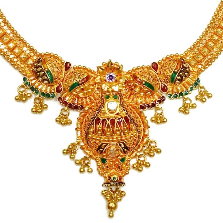 22k gold calcutti half necklace mga - gn0044