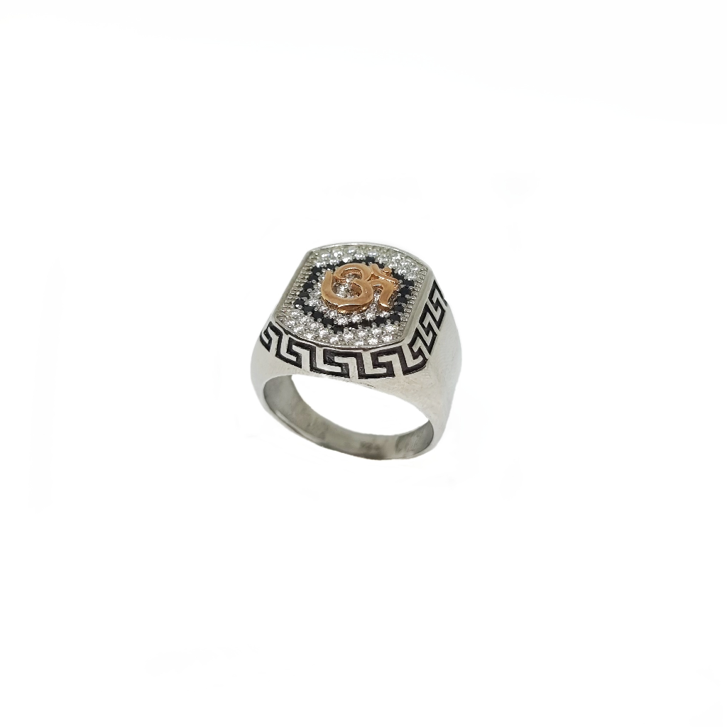 Om Symbol Fancy Gents Ring In 925 Sterling Silver MGA - GRS2763