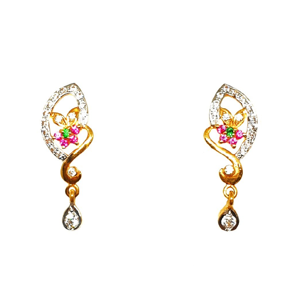 22K Gold Flower Shaped Earrings MGA...