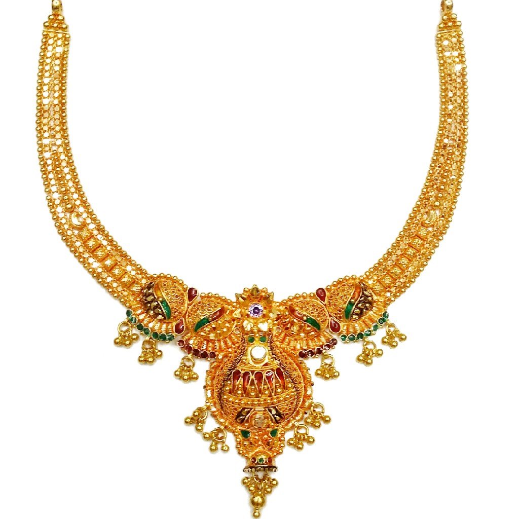 22k gold calcutti half necklace mga - gn0044