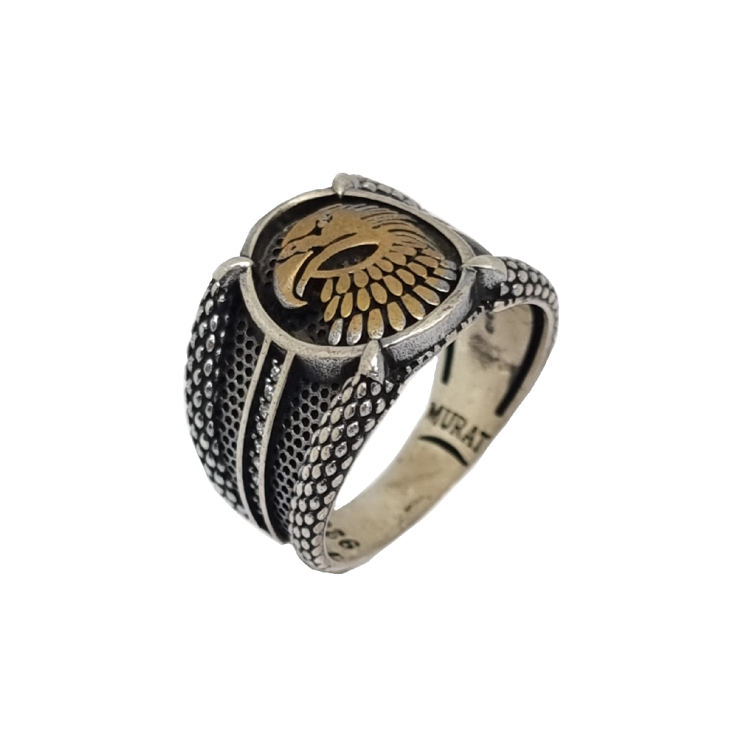 Eagle Oxidised Ring In 925 Sterling...