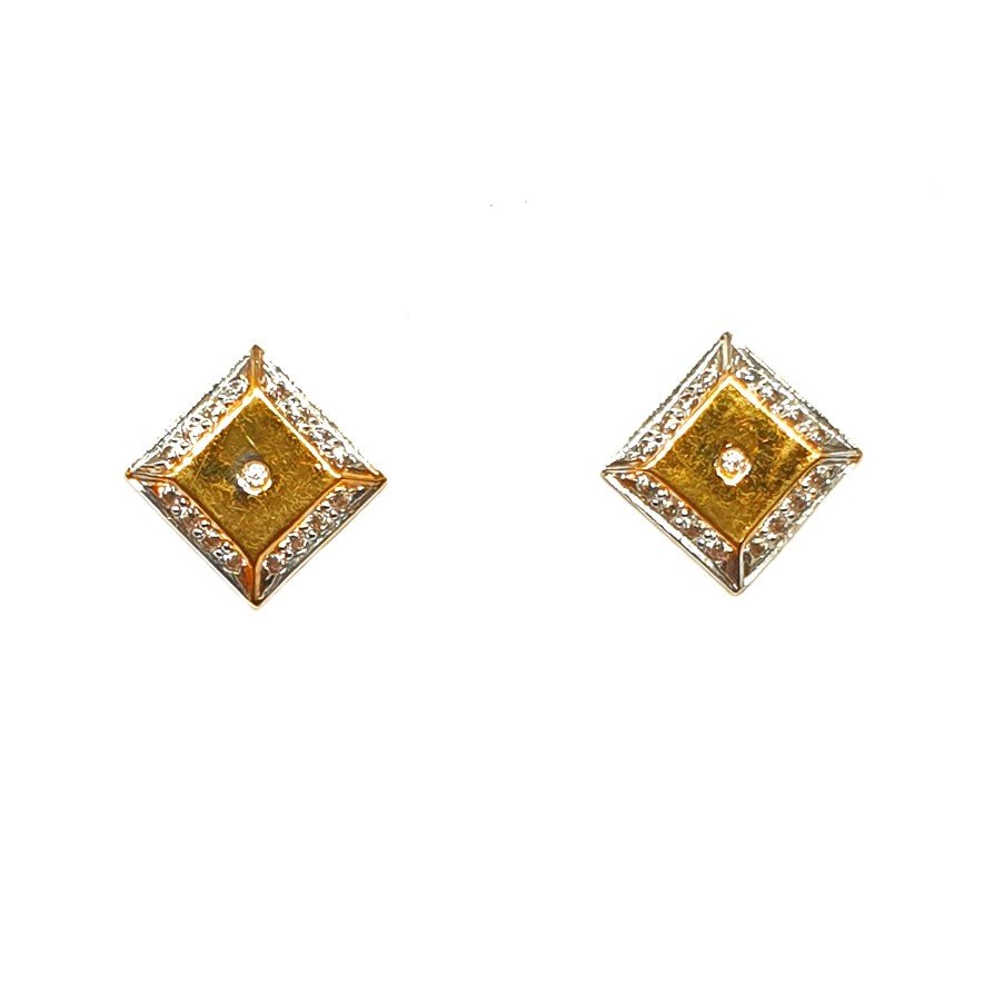 22K Gold Square Shaped Fancy Earrin...