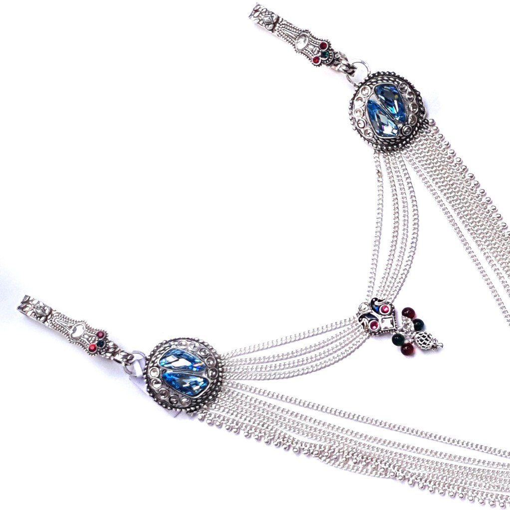 Pink and blue round shape silver kandora mga - jus0034